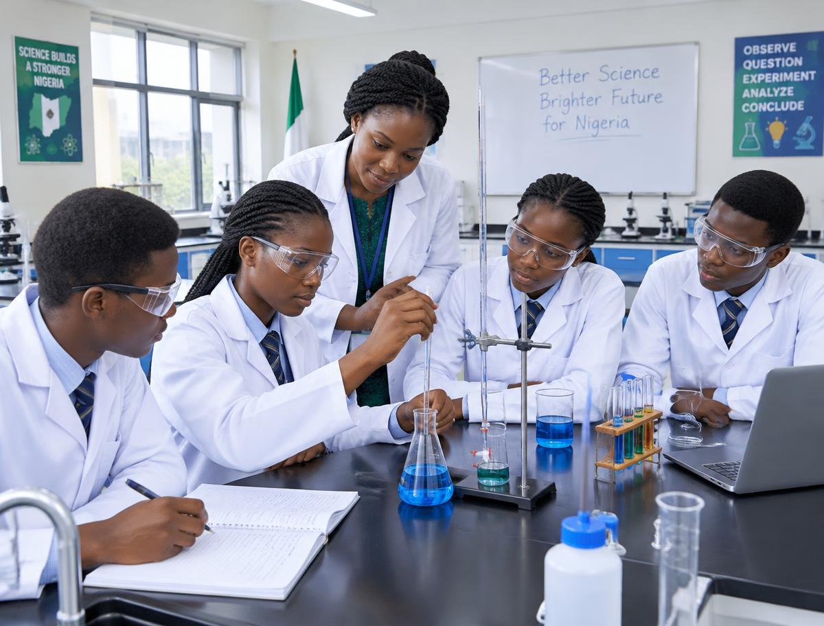 Students doing a science experiment